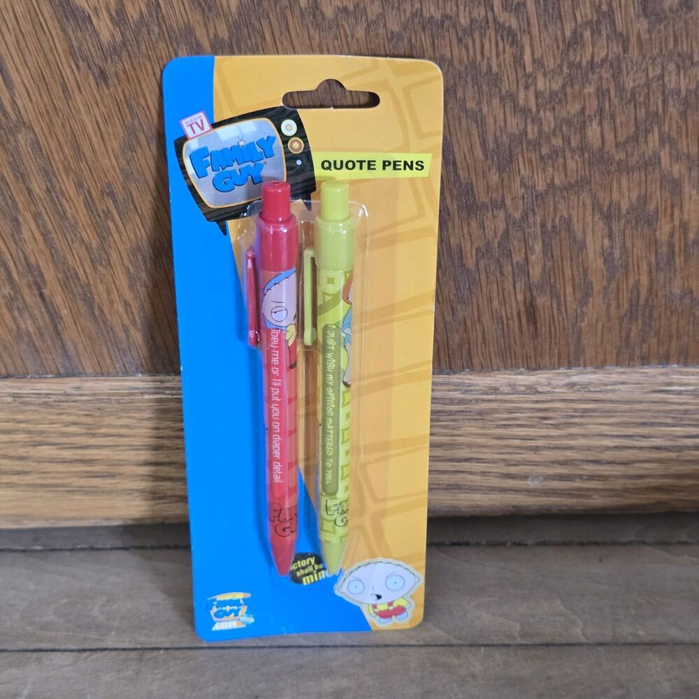 FAMILY GUY - VINTAGE 2006 FAMILY GUY QUOTE PENS - BRAND NEW 2 PACK OF QUOTE PENS
